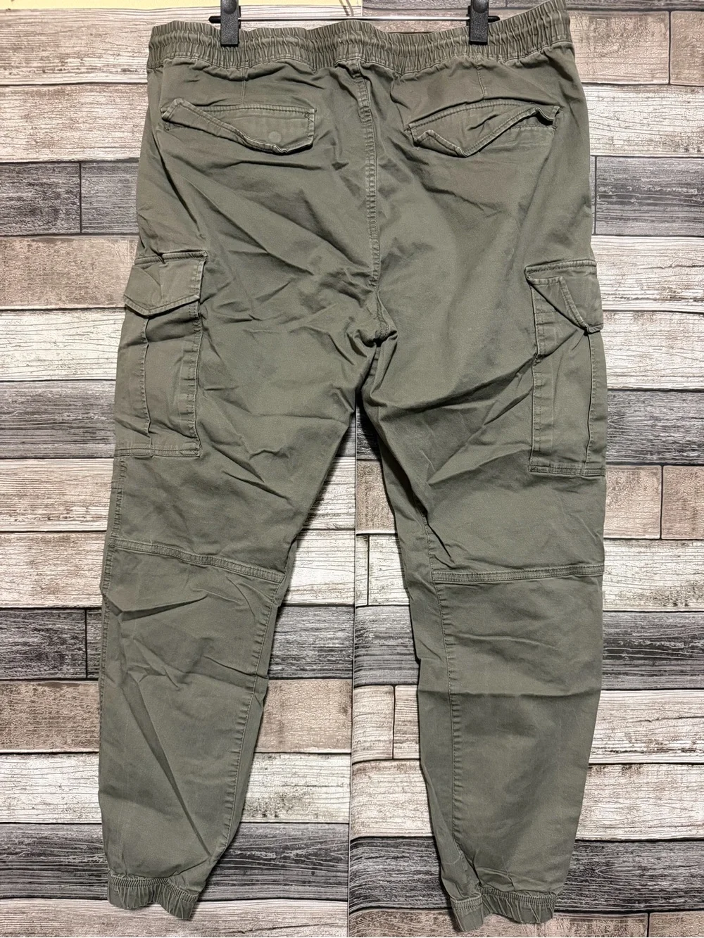 H&M Slim Fit Cargo Joggers Men’s XXL Green Tapered Drawstring (Inseam 28)
